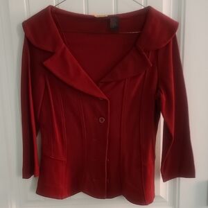 Deep Red Women's Blazer Jacket